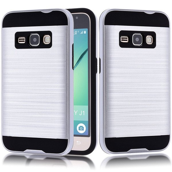 Wholesale Samsung Galaxy J1 (2016) / Amp 2 / Express 3 / Galaxy Luna Armor Hybrid Case (Silver)